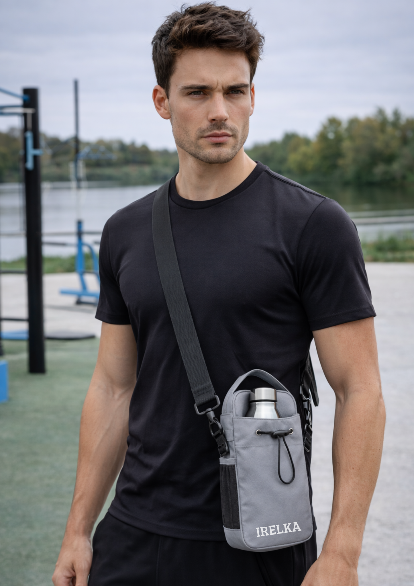 Sacoche magnétique de sport avec porte-gourde - Fixation puissante pour salle de sport et musculation