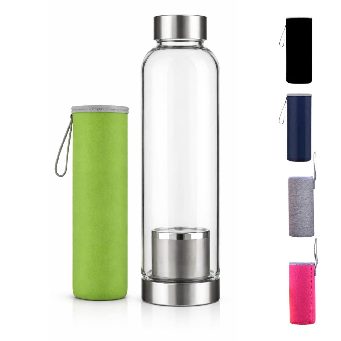 Gourde en verre 420 ml avec infuseur - Bouteille sport élégante