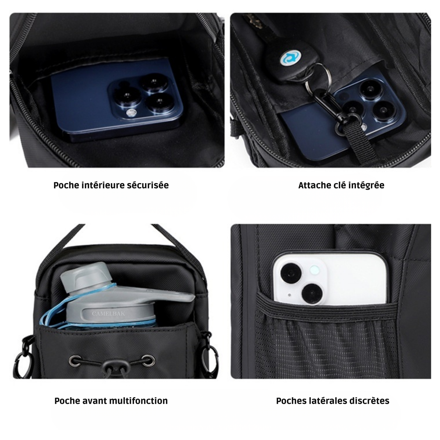 Sacoche magnétique de sport avec porte-gourde - Fixation puissante pour salle de sport et musculation